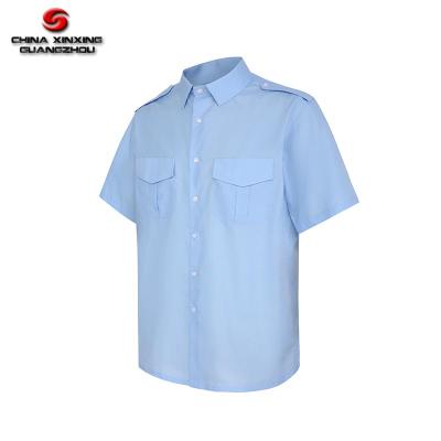 China Military Officers Army Shirt TC 65/35 Sky Blue Anti-Shrink Good Quality Short Sleeve Shirt for sale