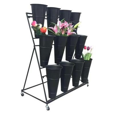 China Factory Customized Color Size Florist Shelf Flower Bucket Display Stand Flower Display Rack for sale