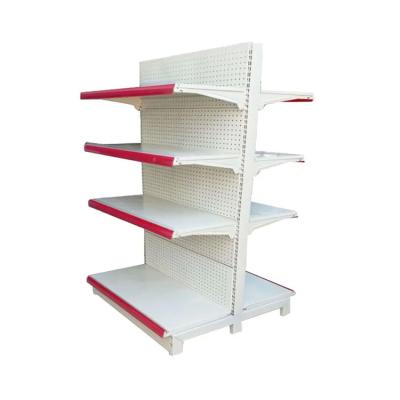 China Good Sale Double-Sided Supermarket Shelf Milk White Bearing Good Shelves Multi-Specification Shelves for sale