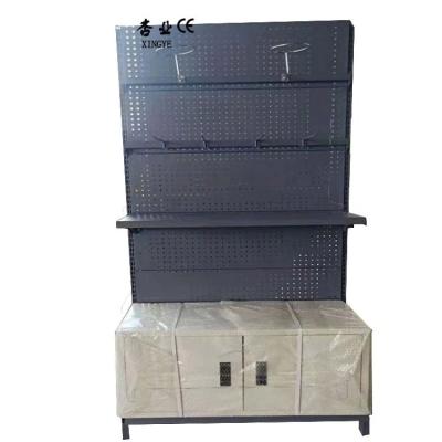 China Factory Custom Size Color Logo Frosted gray single-sided display rack exhibitionstall shelves with cabinet for sale