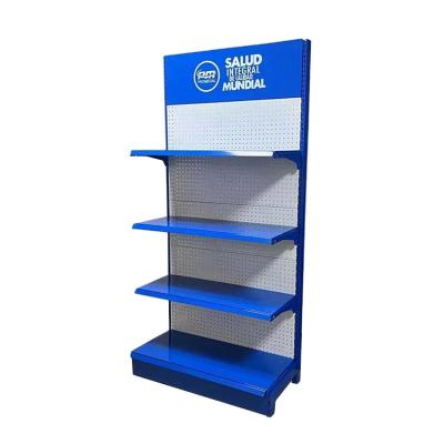 China Factory customized color size blue display shelf rack showroom shelf supermarket shelves for sale