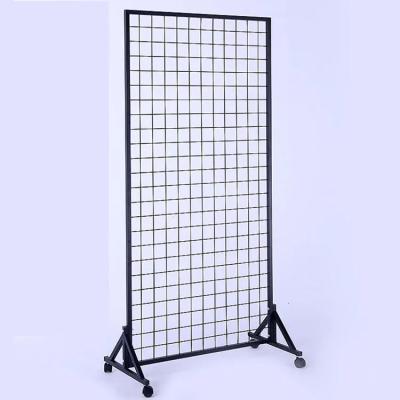 China Netting Frame H90cm x L90cm Display Racks Vertical iron net rack floor mobile mesh supermarket wire grid net rack for sale