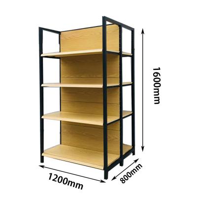 China Wooden Grain Shop Gondola Shelving Medium Duty 4 Column Shelves for sale