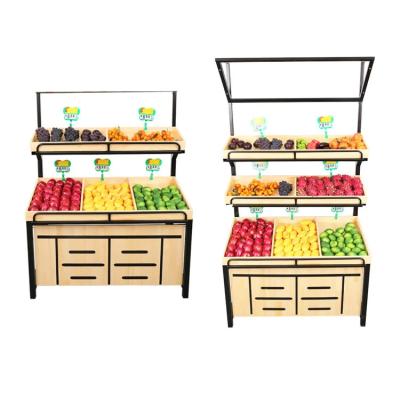 China Wooden Racks Gondola Display Shelf For Fruits And Vegetables Single Sided for sale