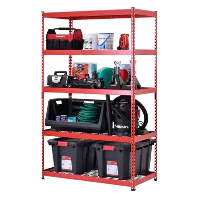 China Red Storage Shelf Rack 5 Tier Heavy Duty Steel Garage Storage Shelving Unit for sale