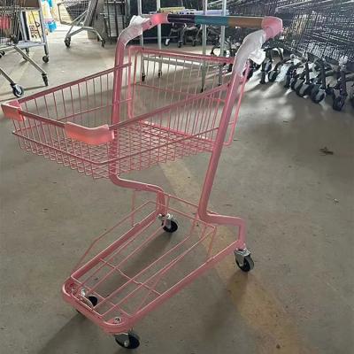 China Factory Custom Size Color Pink single layer double layer shopping cart shopping trolley cart for sale