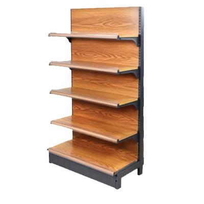 China Hot Sale Highly Recommended Environmental Protection Wood Grain Single-sided Supermarket Shelves for sale