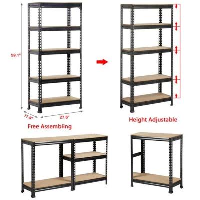 China Customized Wood Gondola Shelving Metal Heavy Duty Wood Grain Shelf for sale