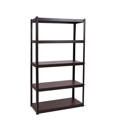 China Light Duty Angle Steel Rack 4 Layer Boltless Shelf Black Storage Rack for sale