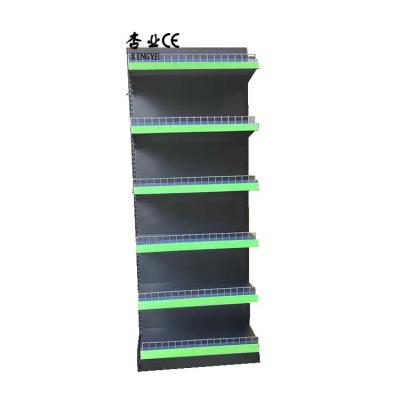 China Factory Custom Size Color Single-sided black supermarket shelves metal gondola supermarket rack for sale