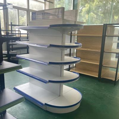 China Factory Customized Color Size Logo round shelf half circle end caps shelf gondola supermarket shelf retail display rack for sale