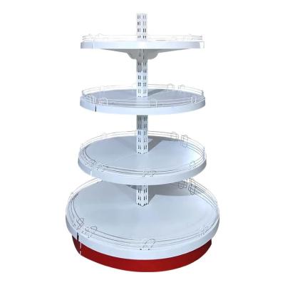 China White Round Store Display Shelves Gondola Cosmetics Supermarket Display Rack for sale