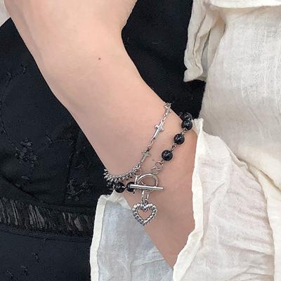 China FASHIONABLE Style Heart Vintage Pendant Bangle Cross Shape Charm Silver Plated Bracelet For Daily Wear for sale