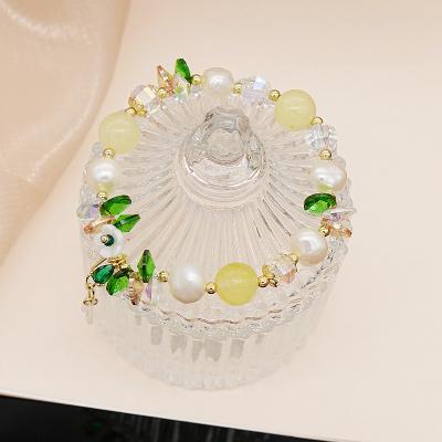 China FASHIONABLE Natural Yellow Zircon Freshwater Pearl Pendant Bracelet Crystal Beads Charm Bracelet Beautiful for sale