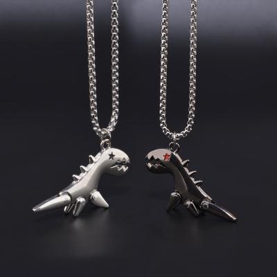 China Hiphop Korea Vintage Style Small Dinosaur Pendant Necklace Silver Plated Stainless Steel Women Necklace for sale