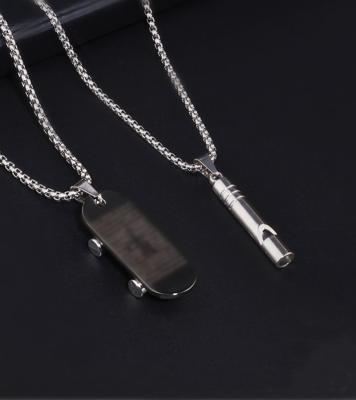 China Hot Selling Blowing Hiphop Whistle Pendant Necklace Male And Female Hip Hop Stainless Steel Necklace for sale