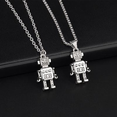 China Popular Retro Hiphop Hip Hop Men And Women Stainless Steel Necklace Robot Pendant Necklace for sale