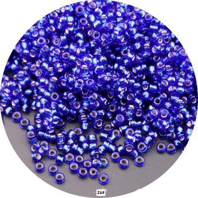 China Jewelry Making Transparent Multi Color 4mm Silver Line Seed Glass Beads Round Shape Crystal Glass Beads for sale