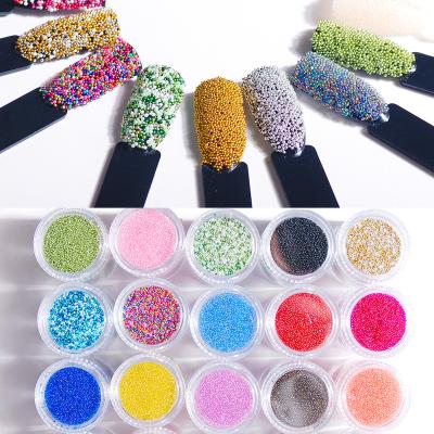 China Transparent color Crystal Glass Beads Without Hole ab decoration round shape caviar bead DIY nail decoration for sale