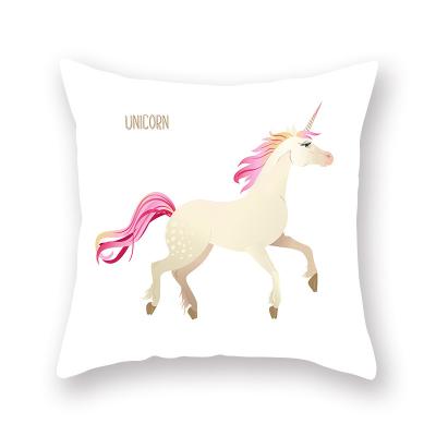 China Anti-Static Cute Animal Print Cushion Cover Cartoon Decor Cow Unicorn Pillow Case Soft Plush Pillowcase For Kids Room Sofa Home for sale