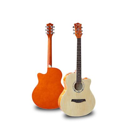 China Basswood Wholesale cheap 40 inch single board folk guitar full basswood rosewood fingerboard adult acoustic guitar top single for sale