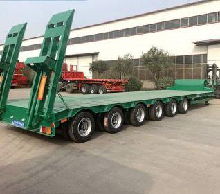 China High Strenth Lowboy Semi Trailer 60 80 100 Tons with ABS Anti-lock Braking System and 7 Axles for sale