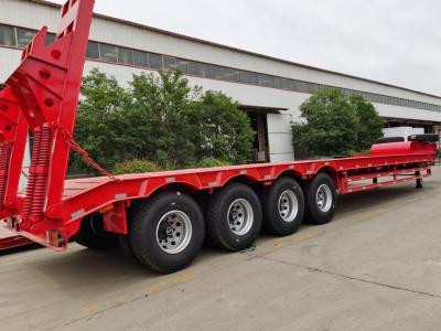 China Self-dumping 30-60 Ton Lowbed Trailers 4-Axle Lowboy Semi Truck for Transportation for sale