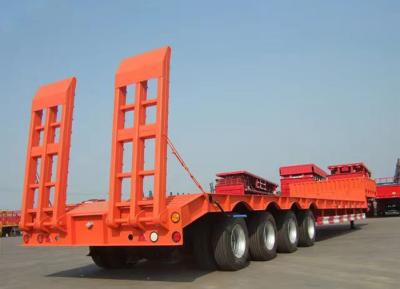 China Steel 3 axle / 4 axle Lowbed 60tons 120ton Low Loaders 40FT Containers Low Bed Semi Trailer for sale