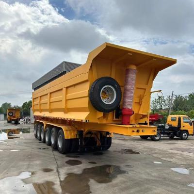 China Customization 3/4 Axles 60-80 Tons Hydraulic Side Box Tipper Dumper Truck Semi Trailer for sale