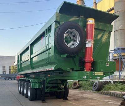 China Van Type 4 Axles Hydraulic Side Dump Tractor Tipper Truck Dumper Tipper Semi Trailer for sale