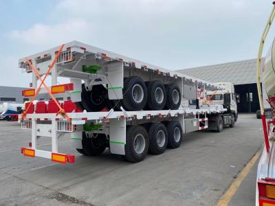 China 3 Axles Flatdeck Lowbed Truck Container Semi Truck Trailer Good With Jost Kingpin for sale