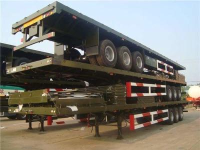 China Robuuste 3 / 4 assen platgelegen half-trailer 40FT 45FT halfcontainer transport vrachtwagen trailer Te koop