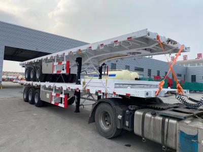 China 3 asselige platbed/platformcontainervervoer Halve aanhangwagen voor langeafstandsvervoer Te koop