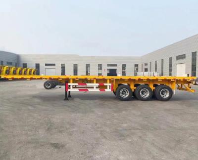 China Relay Valve Wabco 3 Axles Flatbed Container Transport Truck / Semi Trailer for 20FT/40FT Container for sale