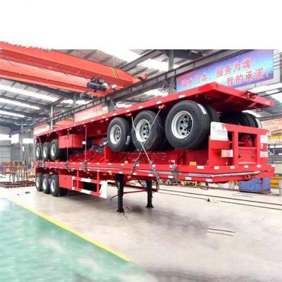 China Landing Gear Jost E100 Flatbed Container Semi Trailer 3 Axle 40FT Transport Trailer for sale