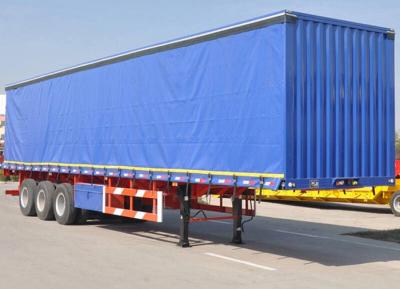 China Sistema de travagem antibloqueio ABS Tri Axle PVC Tecido Van Cargo Curtain Side Semi-Trailer à venda