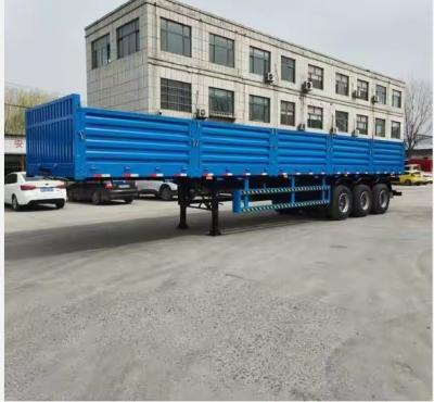 China 3 Axles Sidewall Open Bulk Cargo Transport Semi Trailer With Van Type 1840mm Tread for sale