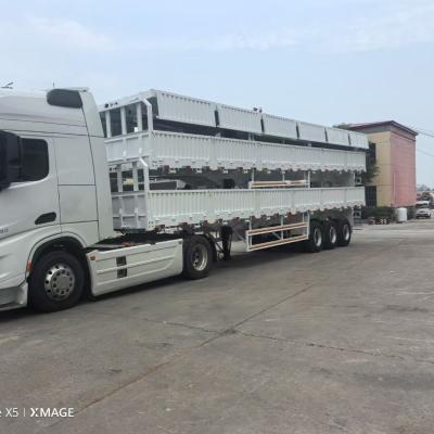 China 3 Axles Drop Side Board Sidewall Triaxle Trailer With Options Self-dumping Function for sale