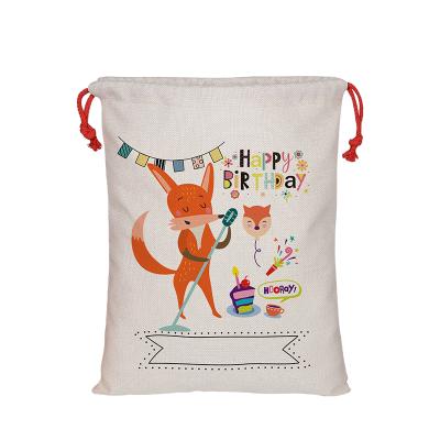 China 33x42cm High King Canvas Sublimation Birthday Tote Bags Party Birthday Candy Bag Happy Birthday Gift Bags for sale