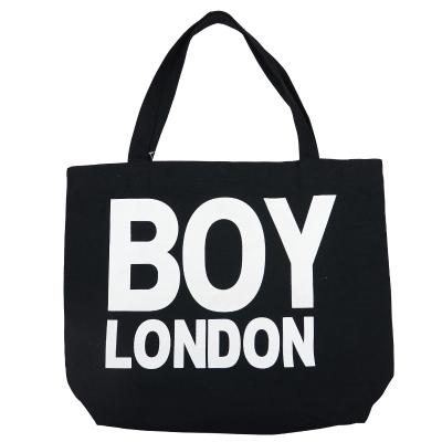 China Eco-Friendly Promotional Reusable Shoe Bags Custom Black Canvas Cotton Recycled Tote Shopping Bags for sale