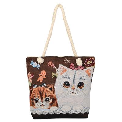 China Custom Printed Eco-friendly Design Beach Bag Tote Shopping Bags Canvas Beach Tote Bag for sale