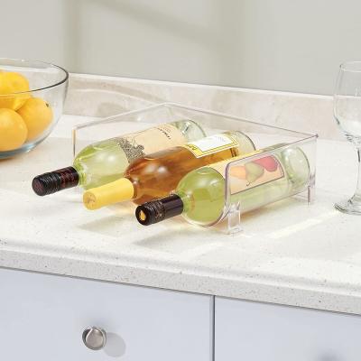 China Stackable PET Wine Rack Water Bottle Storage Organizer Fridge Organizer Bins Viable Holds 3 Containers for sale