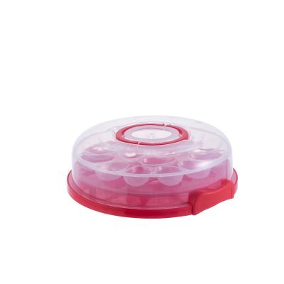 China Round Cake Viable Plastic Carrier Plastic Cake Box Cake Holder Containers With Handle Egg Box for sale