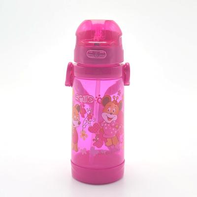 China Sustainable Customizable Pink Color Cute Plastic Water Bottles For Kids Children School for sale