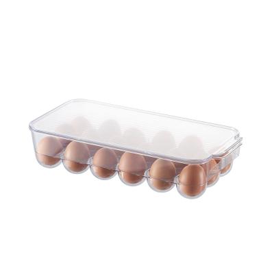 China 18 Grid Freshness Preservation BPA Free Transparent Egg Storage Stackable Plastic Egg Fridge Storage Box With Lid Whole Sale for sale