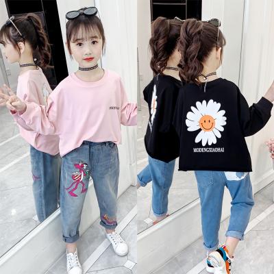 China Wholesale Fashion Girls Anti-pilling Long Sleeve T-shirt 2020 New Spring Children Flower Print Pullover Girls Casual Tops for sale