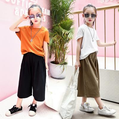 China Hot Selling Irregular Comortable Sleeve Cotton Fabric Summer Girls Clothing 2 Piece Set for sale