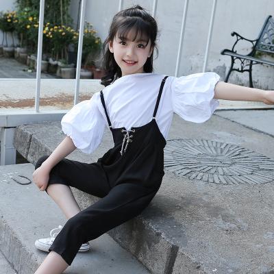 China China Supplier Kids Casual Summer Clothes Puff Sleeve Girls Dress Set for sale