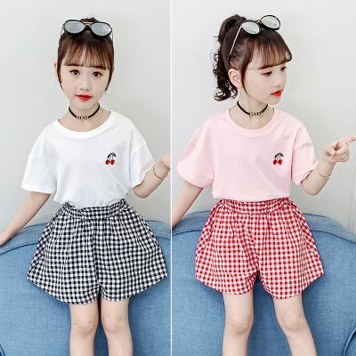 China Wholesale Sweet Summer Boutique Girls Suits Kids Short Sleeve Shorts Sets Girls Loungewear Sets for sale