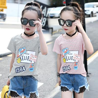 China Wholesale Children's Summer Clothing Girls Cotton Anti-Shrink Printed Short Sleeve T-shirt For Kids for sale